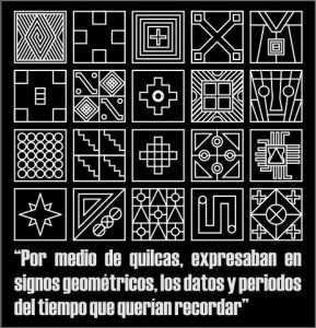 El investigador Carlos Milla Villena demuestra en sus estudios, que en el Tawantinsuyo existieron diversos tipos de escritura, como los quipus o estos Tocapus.